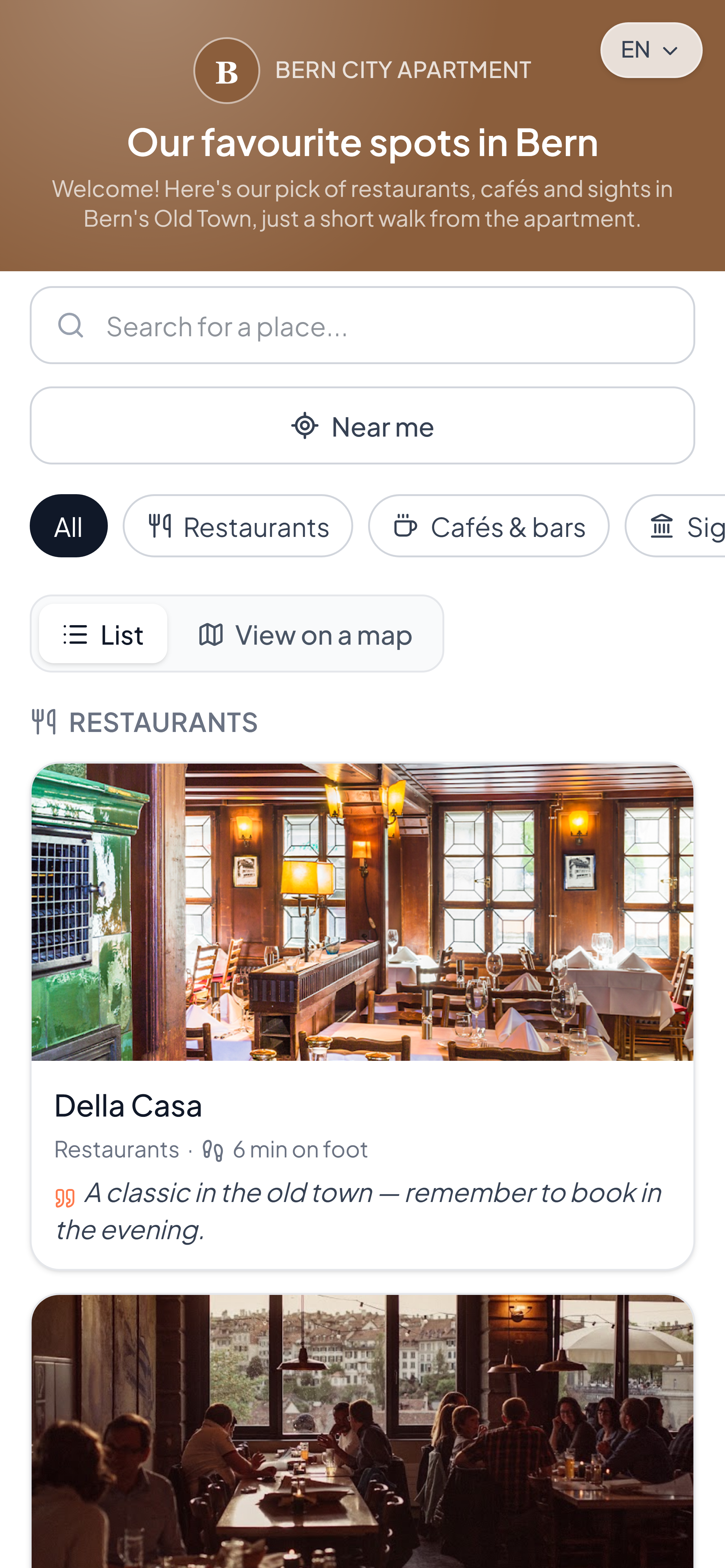 The public page of an HerePicks guide, with real recommendations